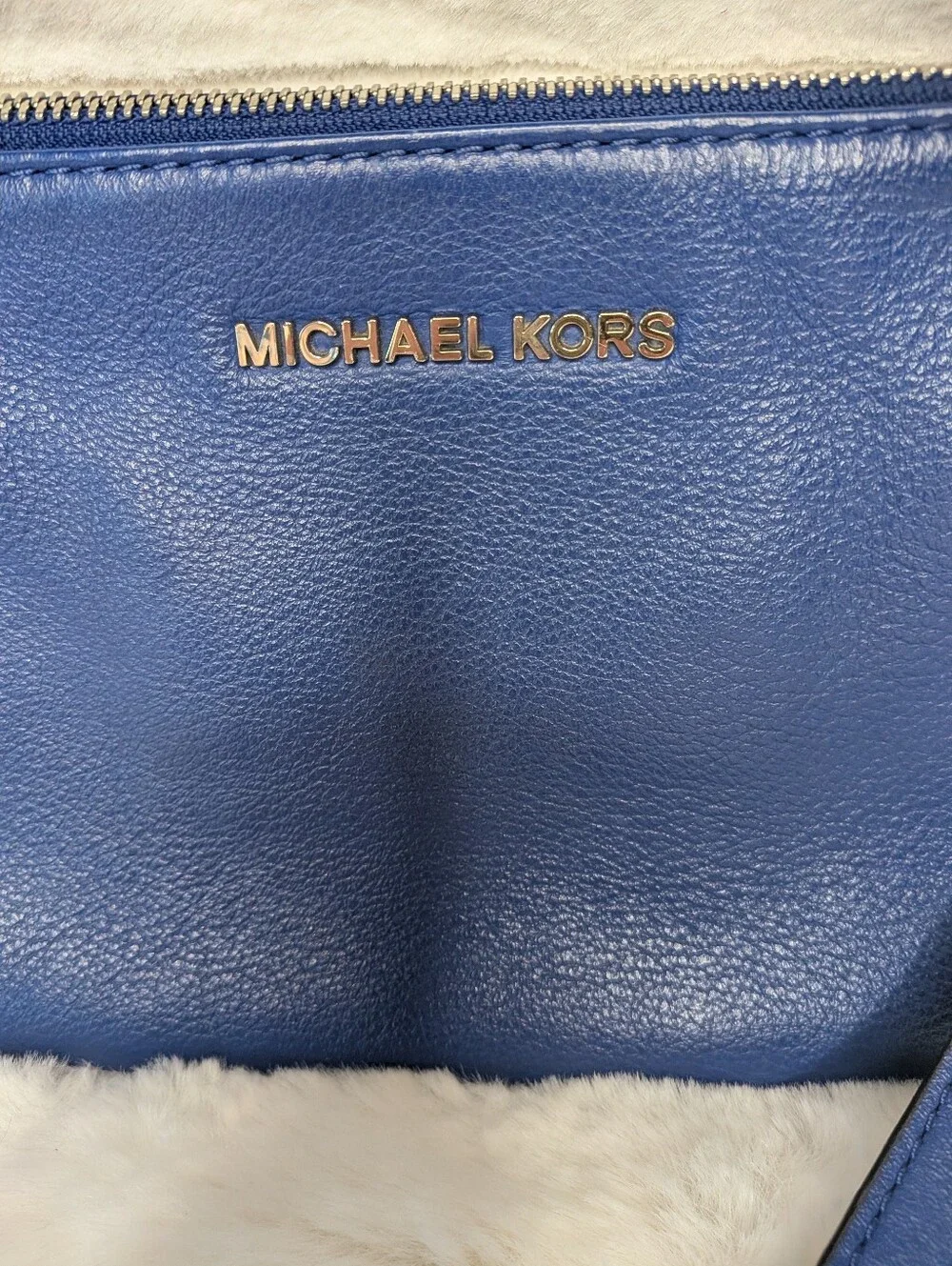 Michael Kors Navy Pebbled Leather Triple Zipper Crossbody